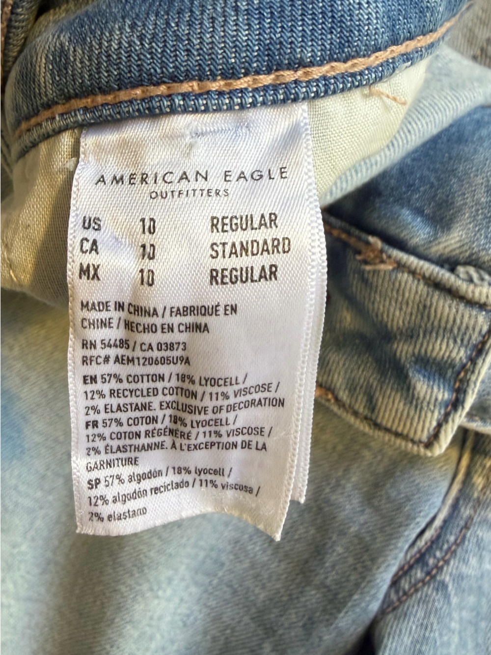 America Eagle Super High Rise Baggy Wide Leg Jeans Cargo Light Wash Stretch 10 - Picture 11 of 15